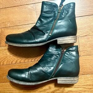 Miz Mooz Teal Green Layla Leather Ankle Boots